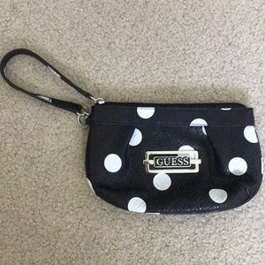 Black and White Polka Dot Guess Wristlet